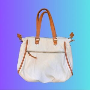 Leather Christopher Kon Atelier Cream & Cognac Shoulder Bag